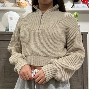 Garage Cropped Quarter Zip-up Sweater